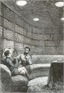 Nemo y Aronnax en la biblioteca del Nautilus Fuente: http://dimensionlaberinto.blogspot.com.es/